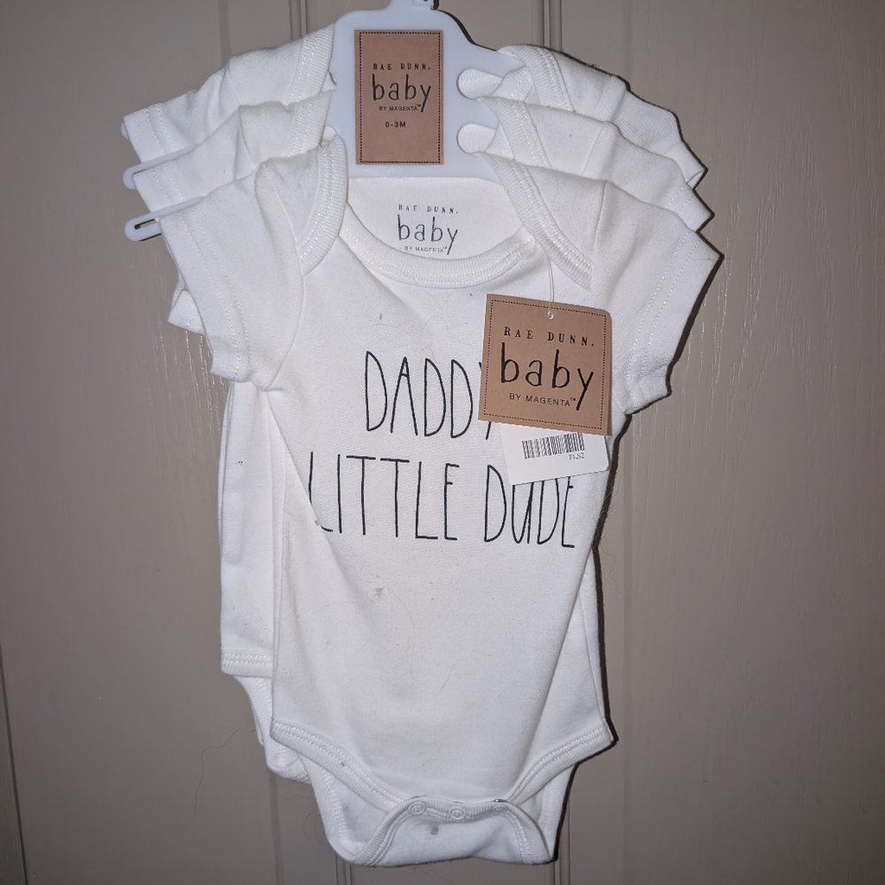 Rae Dunn Baby Bodysuit in White - Daddy's Little Dude